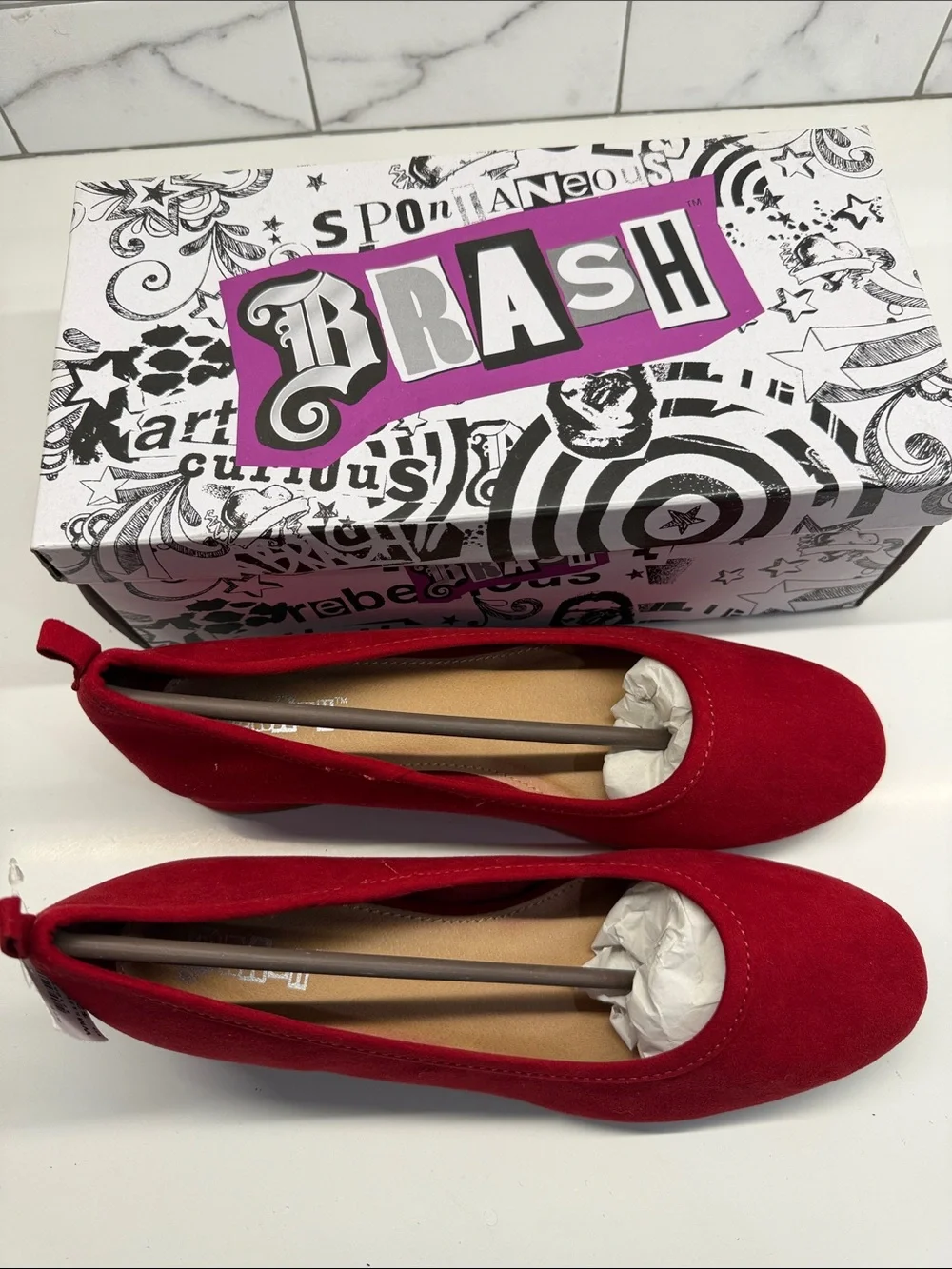 Brash Red Suede thick heels